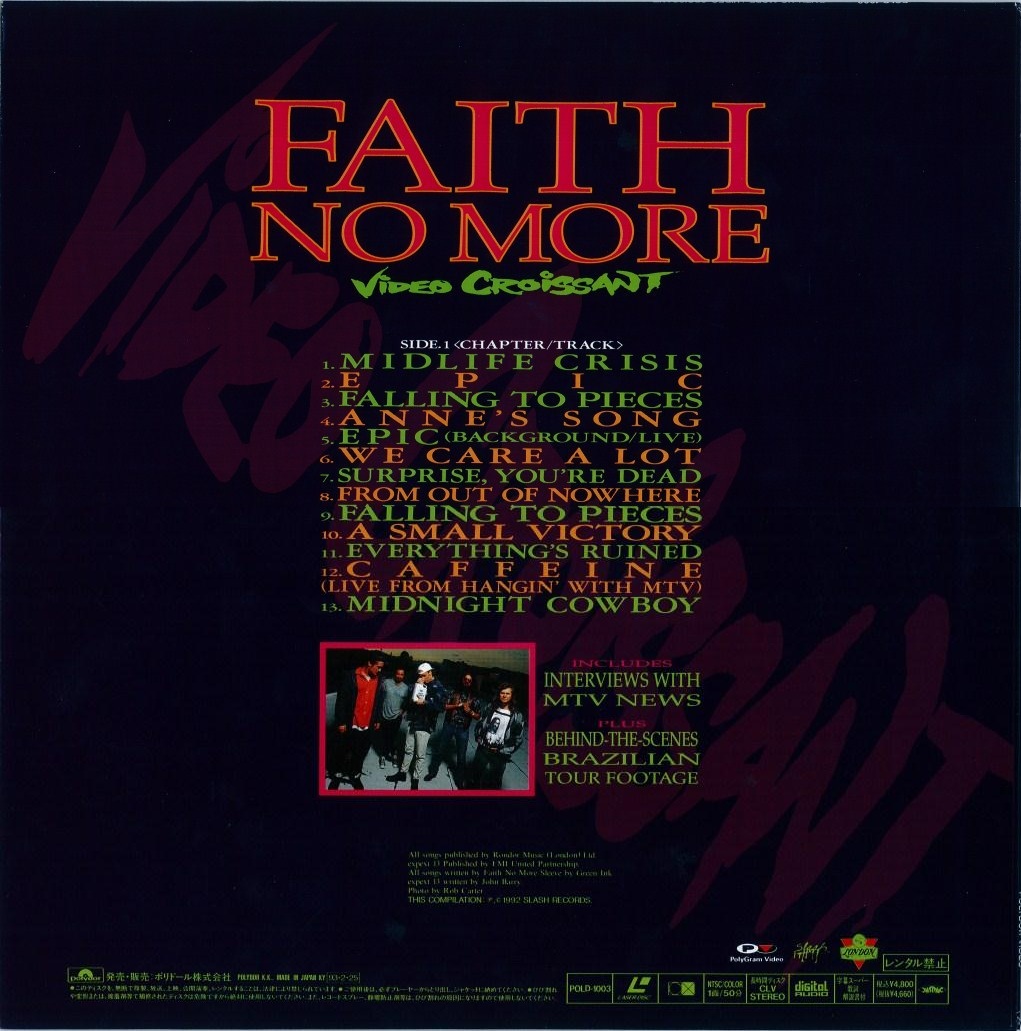 Video Croissant - Japan - Laser Disc - POLD 1003 @ Faith No More